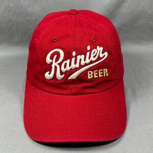 Rainier Beer American Needle Strapback Hat Red Slouch Adjustable USA Dad Mens